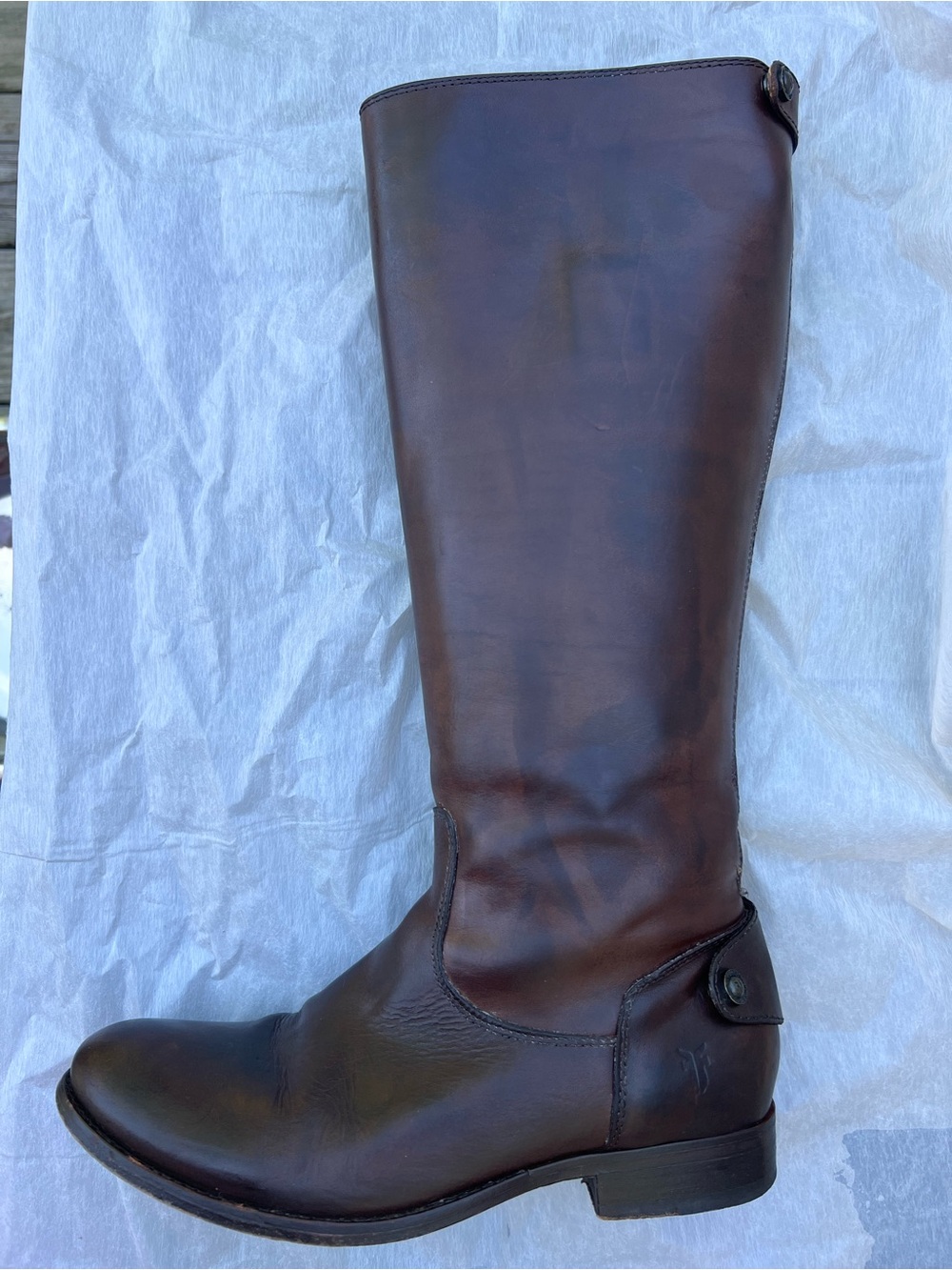 Frye Melissa Button Back Zip Dark Brown Leather Riding Boots Size 7.5B - Picture 7 of 15